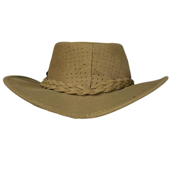 EUC - Aussie Chiller Soak Me Brown Perforated Faux Suede Hat - Picture 3 of 8